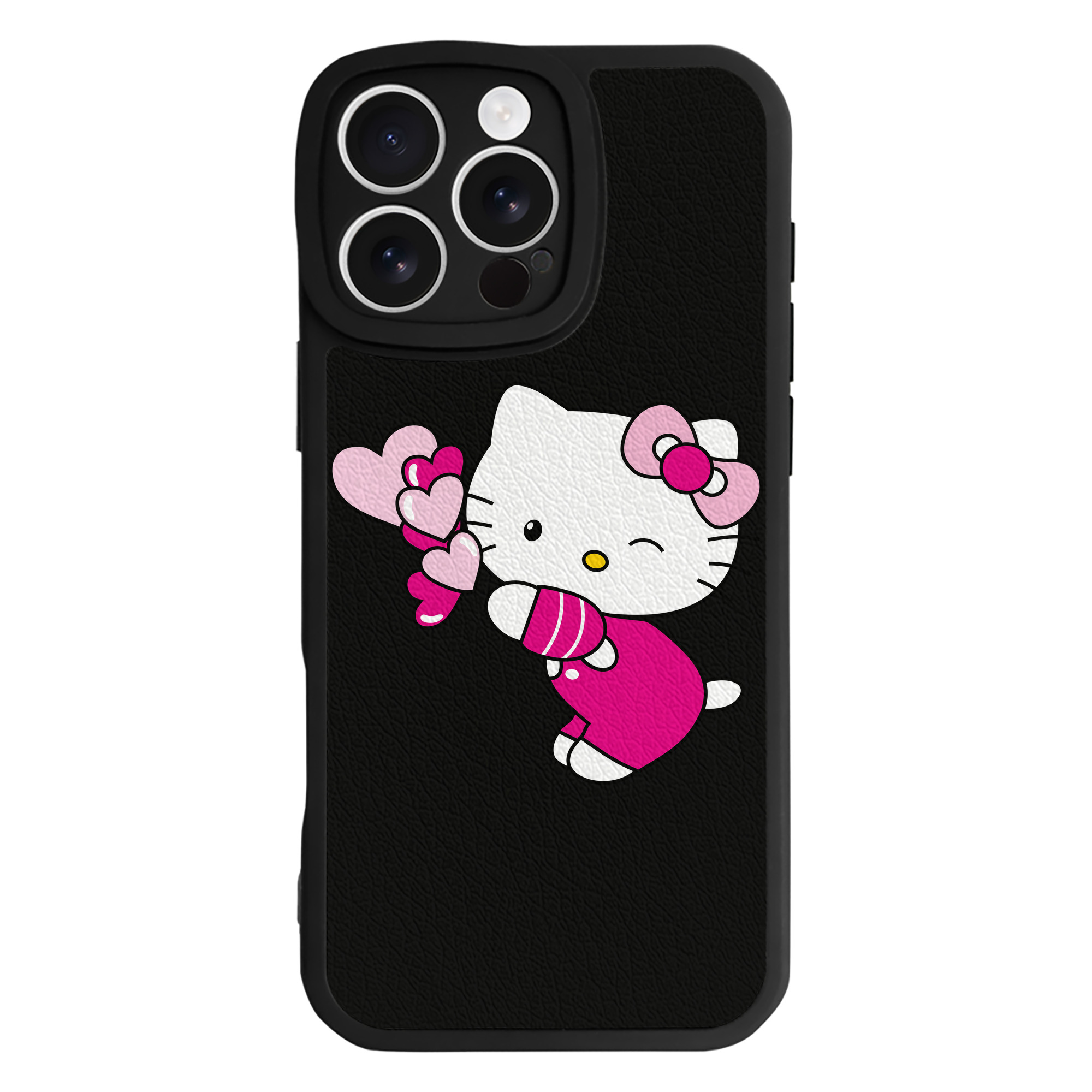 （画像用） Hello Kitty ハローキティ 【iPhone 16シリーズ対応】シリコンスマホケース（レザー調） 材質：シリコン